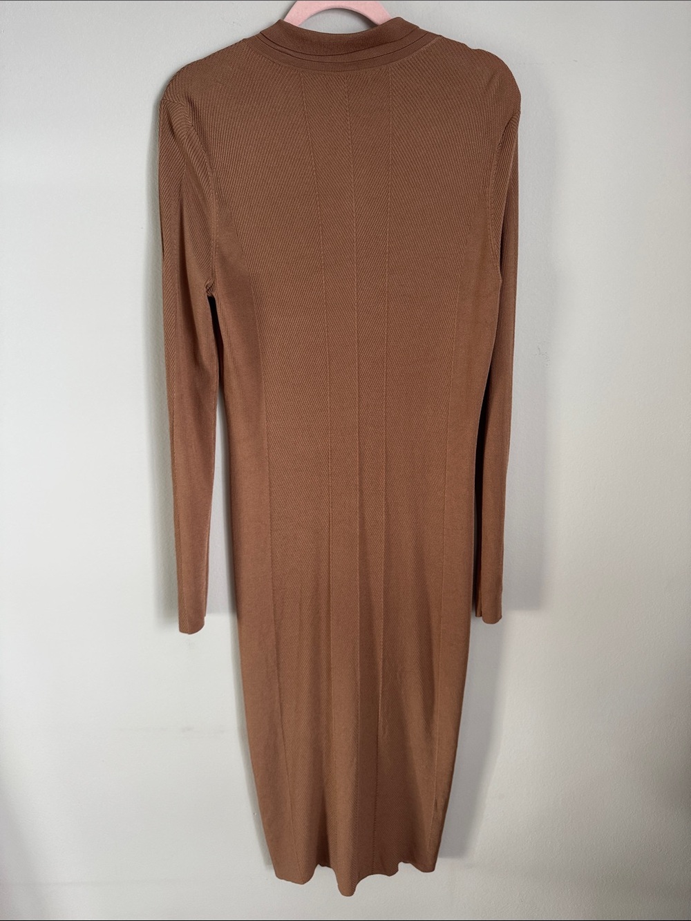 Rag & Bone Ribbed Knit Midi Shirt Dress Brown Size L Quiet Luxury - Picture 9 of 10